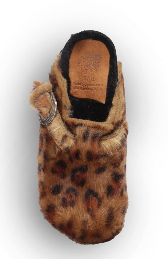 SABOT PELLICCIA LEOPARD MARRONE